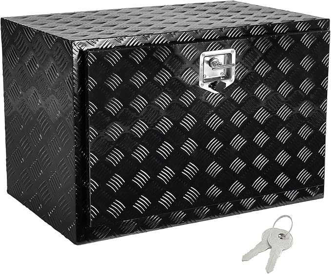 VEVOR Underbody Truck Box, 48" x 24" x 24" Pickup Storage Box, Heavy Duty Aluminum Diamond Plate Tool Box with Lock and Keys, Waterproof Trailer Storage Box with T-Handle Latch for Truck, Van, Trailer