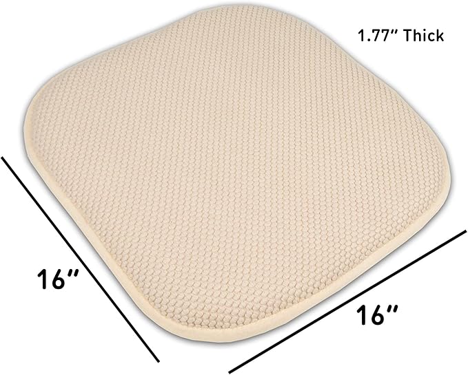Sweet Home Collection Memory Foam Honeycomb Nonslip Back 16" x16" Chair/Seat Cushion Pad, 4 Pack