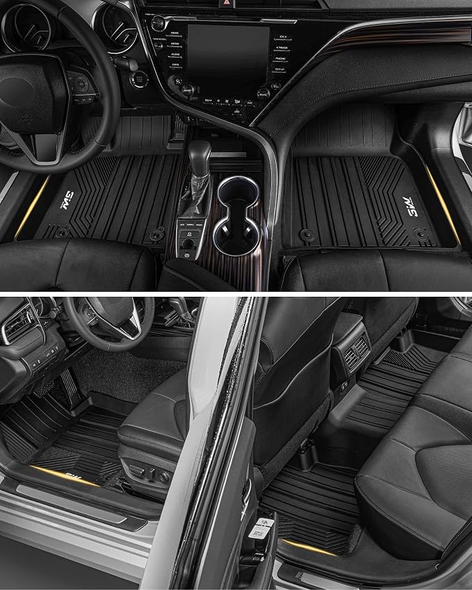 3W Floor Mats Fit Toyota Camry 2018-2024 FWD Only (Not for Hybrid or AWD), TPE All Weather Custom Fit Floor Liner, 1st and 2nd Row, Black(L/LE/SE/TRD/XLE/XSE)
