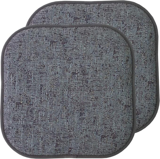 Sweet Home Collection Chair Cushion Memory Foam Pads Honeycomb Pattern Slip Non Skid Rubber Back Rounded Square 16" x 16" Seat Cover, 2 Pack, Broadway Multi Blue