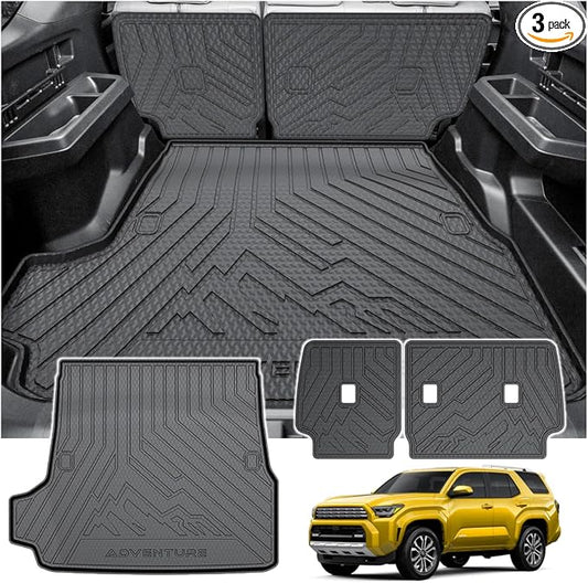 KUST Trunk Cargo Mat for 2025-2026 Toyota 4Runner Gas Accessories 5 Seats Only (Not for Hybrid or 7-Seats), Rear Cargo Liner with Back Seat Protector, TPE Rubber, Raised Edge, All Weather Protection