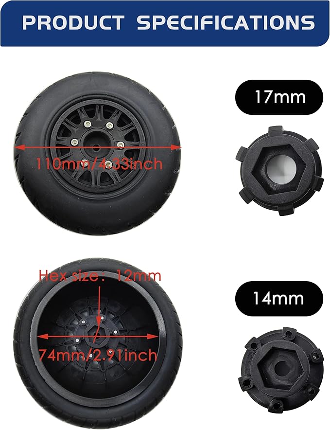 RC Short Course Truck Tires with Foam Inserts for 1/10 Scale Arrma Senton Tires Traxxas Slash Tires Axial Redcat Rc4wd Hex Detachable Replacement 17mm 14mm 12mm RC Wheels and Tires