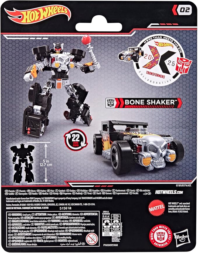 Transformers Collaborative Hot Wheels x Bone Shaker, Deluxe Class 5-Inch Robot Action Figure Converts to Car, Car Toys for Ages 8+