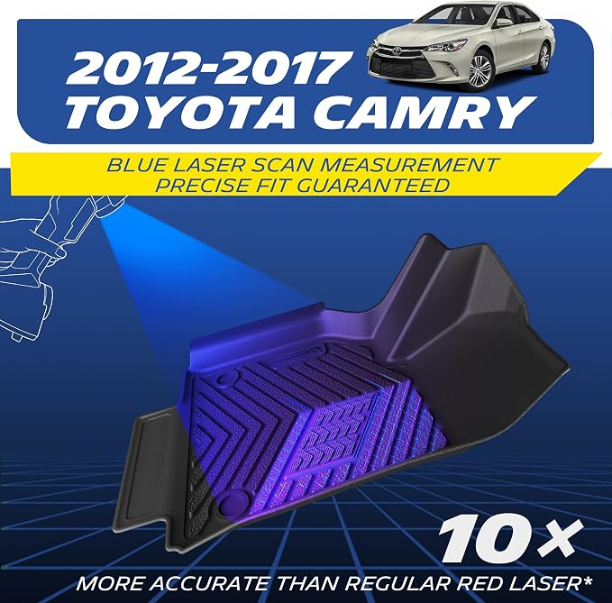 Michelin Floor Mats, Premier Series All-Weather TPE Custom Fit Liner for Toyota Camry 2012-2017 Floor Mats (3 Piece)