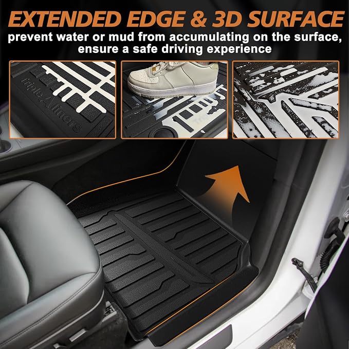 TripleAliners 10PCS Floor Mats Fit for 2026 2025 Tesla Model Y Juniper Set Full Protection All Weather TPE Anti-Slip Floor& Frunk& Trunk& Rear Lower& Backrest Mat& Bumper Guard (Not Fit Standard)