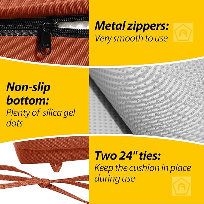 AAAAAcessories Outdoor Seat Cushions for Chairs, Waterproof, Fade-Resistant, 21" x 21" x 3", Patio Furniture Replacement Cushions, Set of 2, Rust