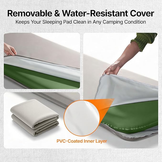 OGERY Self-Inflating Sleeping Pad with Built-in Foot Pump, 3" Memory Camping Mattress Pad, Quiet & 9.5 R-Value Insulated Sleeping Mat Camping Essential Gear for Car Tent Camping