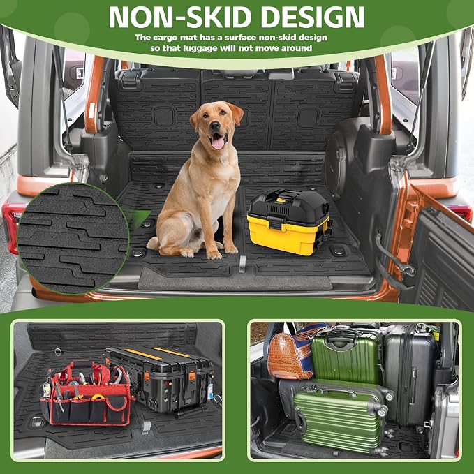 Cargo Liners for 2021-2025 Jeep Wrangler JL Unlimited 4XE 4 Door,Trunk Mat with Seat Back Cover Accessories All Weather Rear Cargo Mat Backrest Protector for 4XE (Not for 4X4 Gas Type)