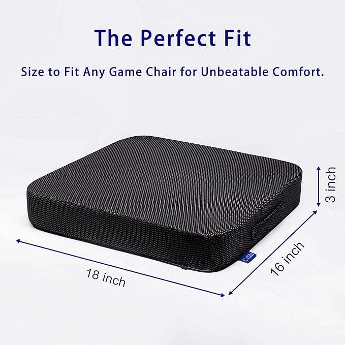 Ifoam Gel Infused Memory Foam Layer Wheelchair Cushion - Seat Cushion for Wheelchair-Office Chair, Kitchen Chair-Pressure Sore and Tailbone Pain Relief-High Dense Polyfoam Base (Black, 18×16×3 inch)