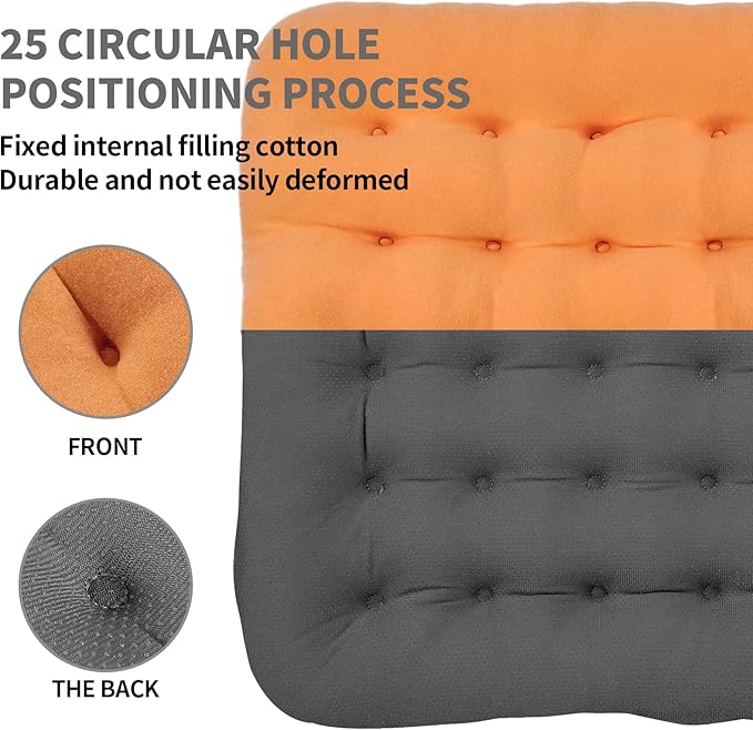 BUYUE Good Support Office Chair Cushion Padded, Soft Velvet Comfortable Non-Slip Seat Cushion for Computer Desk Kitchen Chair (1 Count, Orange)