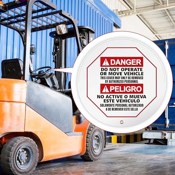1 Pcs Steering Wheel Cover for Lockout Tagout - 20" Danger Do Not Operate Bilingual Reinforced Vinyl for Trucks Pallet Jacks Forklifts