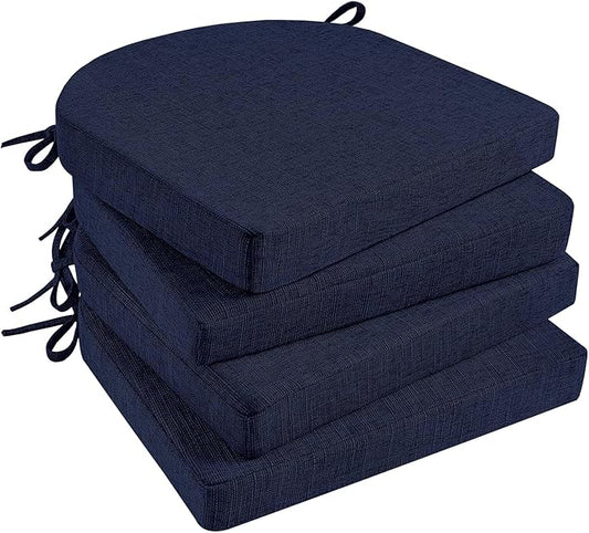 Basic Beyond Chair Cushions for Dining Chairs with Ties and Removable Cover, 2" Thick Seat Cushions for Kitchen Chairs, Set of 4, 17" x 16", Navy