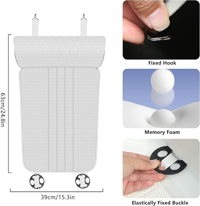 Car Seat Extender Leg Extender Support Cushion for Driver Seats Office Chair, Leather Auto Bottom Seat Protector Cover with Leg Extender, Car Seat Cushion Legs Rest Pads, White