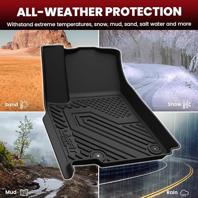 LASFIT Floor Mats for Jeep Grand Cherokee WL 2022-2025 2026 5-Seat (Include 4xe, NOT for L), All Weather TPE Custom Fit Car Mats Floor Liners Cargo Liner Cargo Mat Black