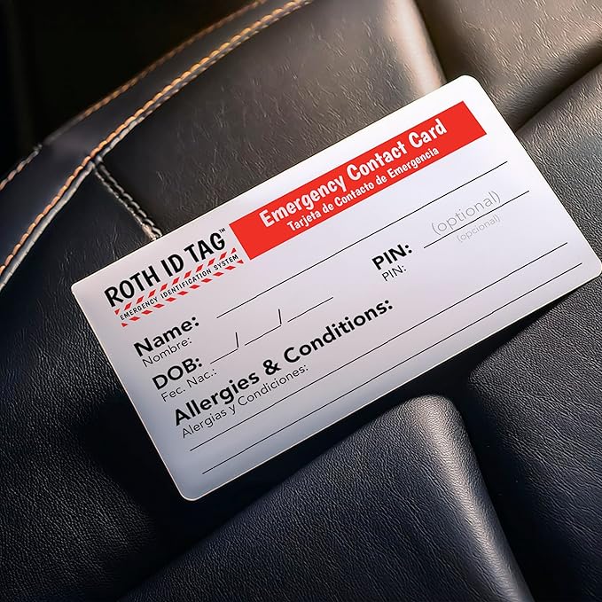 Emergency Contact Identification System for Car Seats, Booster Seats, Baby Gear | Family ROTH ID TAG Kit (6 Tags)