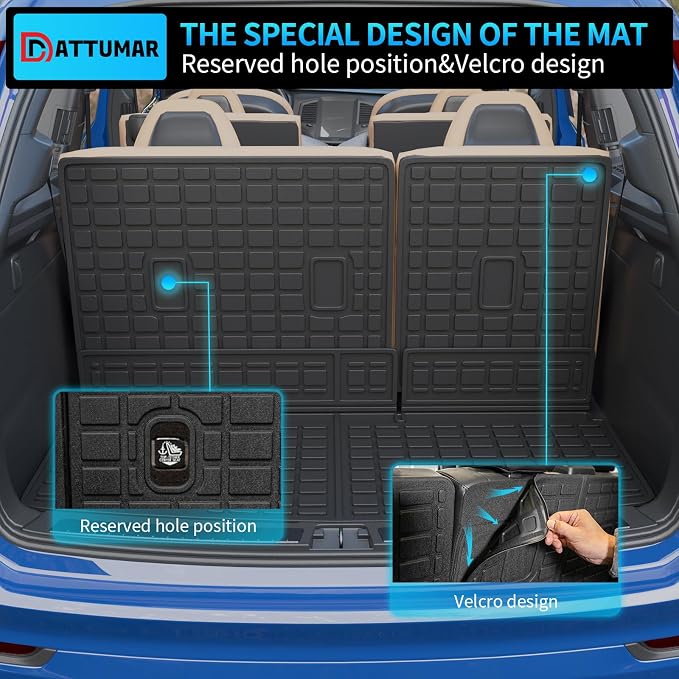 Cargo Liner Compatible with 2018-2024 Ford Expedition Lincoln Navigator 7&8 Seater (Not Fit Max or L) All Weather Back Seat Cover 2023 Expedition Accessories (Trunk Mat+3rd Row Backrest Mats)