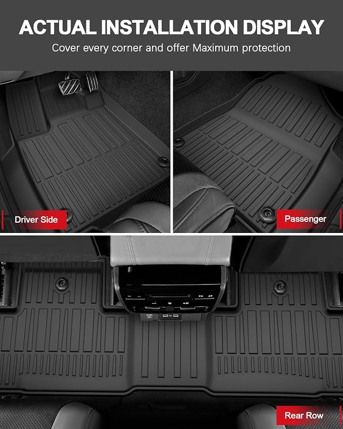 Original 2022-2026 MDX Floor Mats & Cargo Liner & Backrest Mat Full Sets for Acura MDX - Custom Fit TPE Floor Liners & Cargo Mat & Backrest Mat - All Weather Odorless Car Mats for MDX 2022-2025 2026