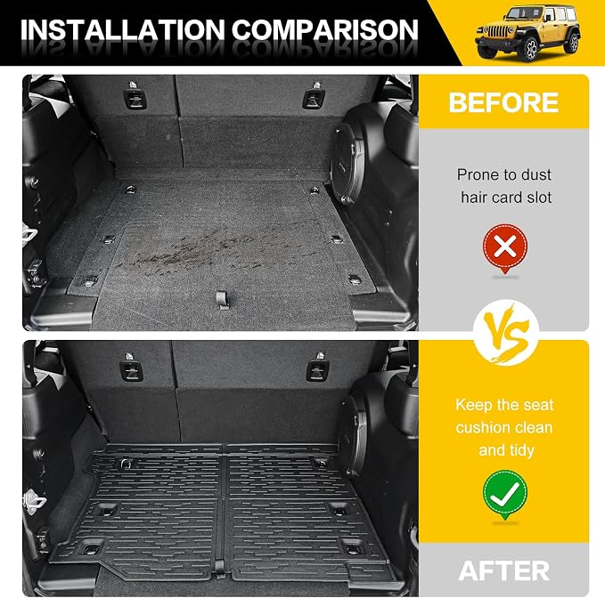 Rear Cargo Mat for 2018-2025 Jeep Wrangler JL Unlimited 4X4 Only Cargo Liners All Weather TPE Protection Anti-Slip Trunk Mat for 18-25 Wrangler JL 4X4 4 Door Accessories