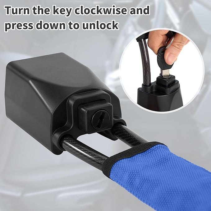 Car Steering Wheel Lock, 1 Pack Anti Theft Car Device with Max 17” Locking Length, Thickened Steel Wire, and Fine Stitched Edges, 3 Keys Included, Easy to Store, Fits Most Vehicles, SUVs（Blue）