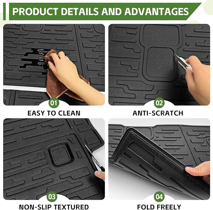 Cargo Liners for 2018-2025 Jeep Wrangler JL Unlimited 4X4 4 Door,Trunk Mat with Seat Back Cover Accessories All Weather Rear Cargo Mat Backrest Protector for JL/JLU Gas Type (Not for 4XE)
