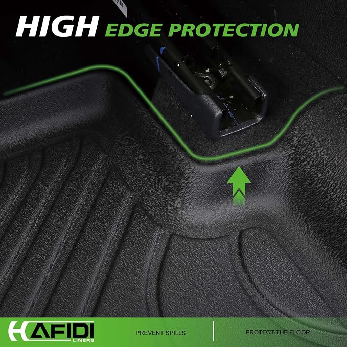 HAFIDI® Floor Mats Fit for 2025 2026 Dodge Ram 1500 Crew Cab Under-seat Storage, All Weather Protection TPE Anti-Slip Automotive Floor Liners, Fits 1st & 2nd Row Full Set Custom Accessories, Black