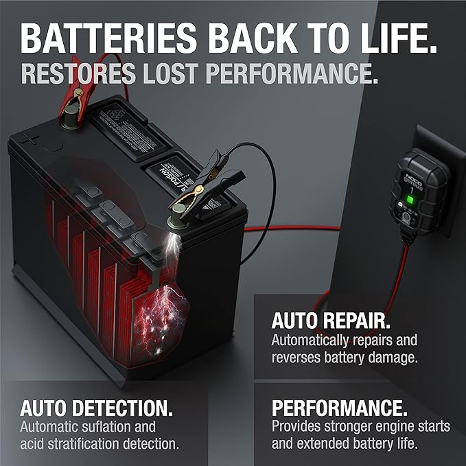 NOCO GENIUS1: 1A 6V/12V Smart Battery Charger – Automatic Maintainer,Trickle Charger & Desulfator with Overcharge Protection & Temperature Compensation – for Lead-Acid-& Lithium Batteries,(Pack of 6)