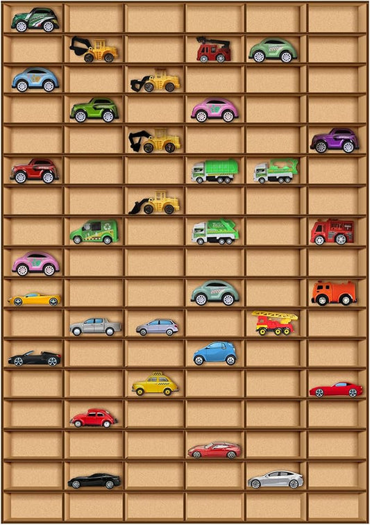 Menkxi 1 Pcs 102 Space Toy Car Display Case Wooden Wheels Shelf Wall Mounted Toy Car Storage Car Display Shelf Birthday Gift for Cars, Collectibles, Toy Figurines, Tiny Dolls, Shot Glasses
