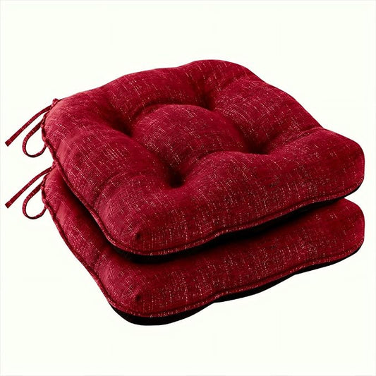 IPYNBAP Chair Cushions for Dining Chairs Set of 2, Red Kitchen Chair Cushions, Chair Pads with Ties and Non Slip Backing, Christmas Room Decor, Tufted Memory Foam Seat Cushion 2 Pack, 15.5"x15.5"x4"