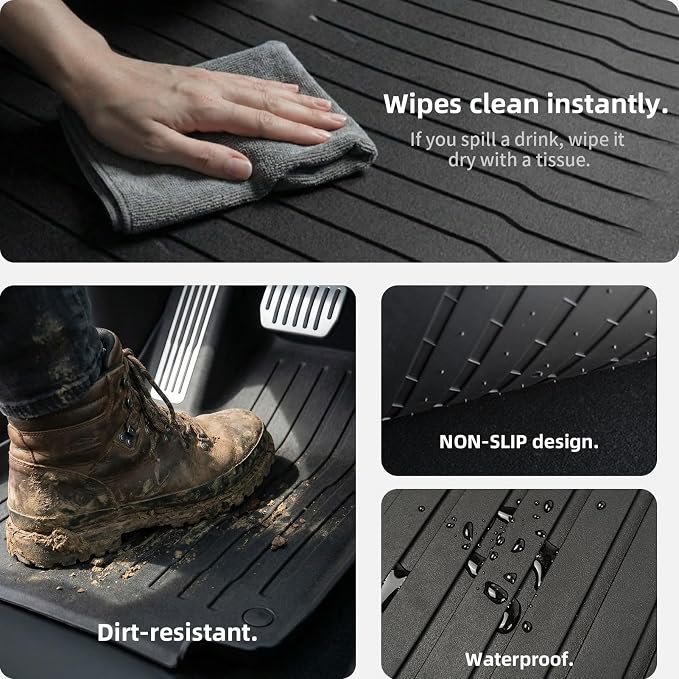 6 Pcs Liners for Tesla Model Y Juniper Accessories New 2025 2026(Not Fit Standard) All Weather Floor Mats Front Frunk Rear Trunk Mats Cargo Liner TPE Anti-Slip 5-Seater