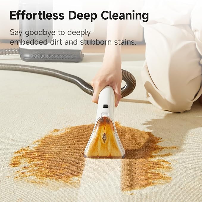 uwant Portable Carpet Cleaner 18Kpa Powerful Suction Carpet Cleaner Machine for Pets, Cars, Furniture with Cleaning Tools& Solution Low Noise Technology Upholstery Cleaner for Home, Rugs, Spot