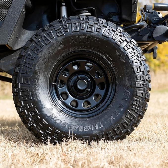 Rough Country Black Steel Wheel - 17x9, 6x5.5 Bolt Pattern, 12mm Offset, 4.25 Bore, Heavy-Duty D-Window Off-Road Rim for Trucks & Jeeps