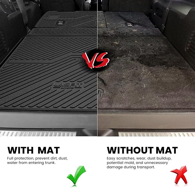 LASFIT Trunk Mat with Backrest Mat 2015-2020 for Chevrolet Chevy Suburban/GMC Yukon XL(Not Fit Yukon)/Cadillac Escalade ESV(Only Escalade ESV, Not Fit Escalade), All Weather TPE Mat
