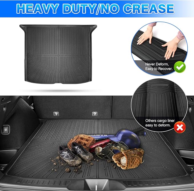 Passport Trunk Mat - Cargo Mat for Honda Passport 2019-2025 All-Weather Cargo Liner for Passport Accessories, Heavy Duty Waterproof Black