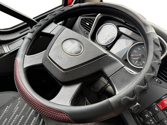 PINCTROT XL Size 17.5-18 Inch Great Grip Steering Wheel Cover for Semi Truck, Fits RV, Big Rig Trucker, 18 Wheeler and Classic Cars, Anti-Slip Design 17.5-18 Inch (Wine Red)