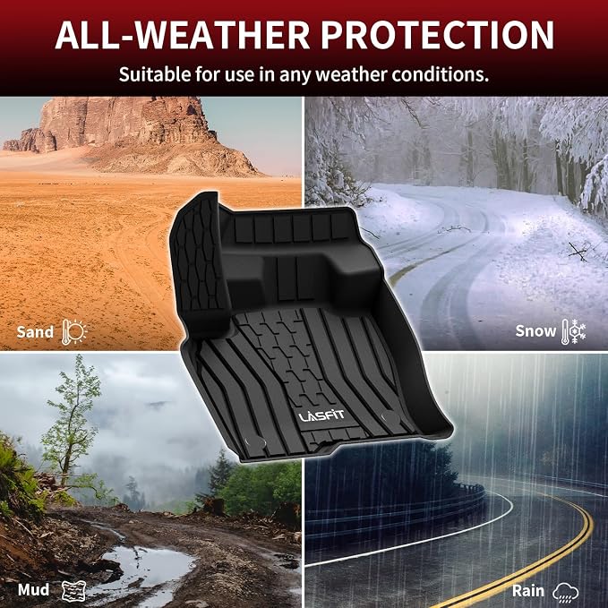 LASFIT Floor Mats for 2019-2023 Lincoln Nautilus & 2016-2018 Lincoln MKX, Custom Fit Full Coverage TPE Floor Liners, All Weather Front Rear Set, Black