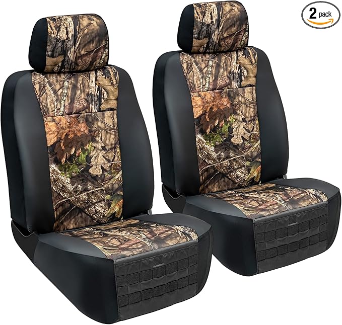 Mossy Oak LPI Truck Heavy Duty Seat Covers for Front Seats; Fits Full-Size SUV or Truck; Includes Front and Rear Storage Pockets, Built-in Molle Style Organizer; Semi-Custom Fit; 2pcs