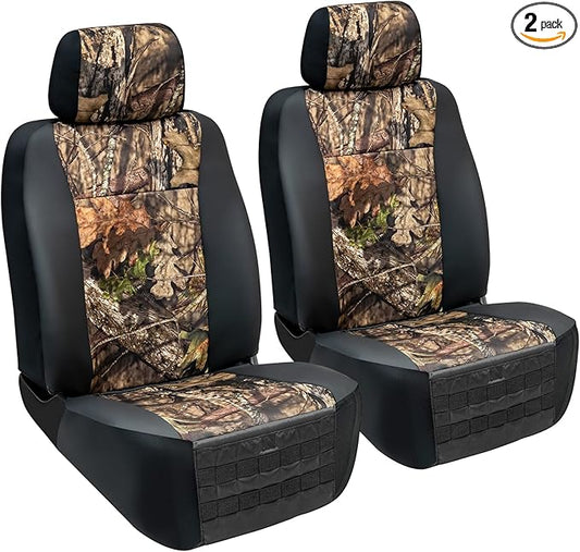 Mossy Oak LPI Truck Heavy Duty Seat Covers for Front Seats; Fits Full-Size SUV or Truck; Includes Front and Rear Storage Pockets, Built-in Molle Style Organizer; Semi-Custom Fit; 2pcs