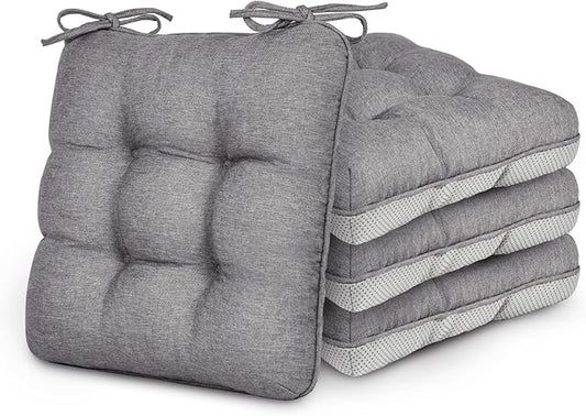 Love's cabin Memory Foam Chair Cushions Set of 4, 15.5"x15.5"x3.5" Indoor & Outdoor Seat Pads for Dining, Kitchen, Office, Patio Chairs - Grey