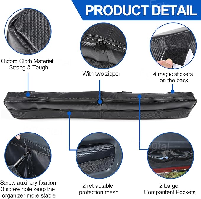 Car Trunk Organizer Compatible with Toyota FJ Cruiser 2007-2021, Back Door Panel Storage Organizer Multi-Compartment Oxford Cloth Car Storage Bag Space Saving (Carbon Fiber Pattern)