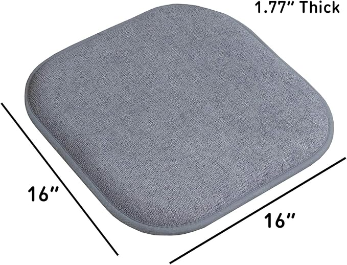 Sweet Home Collection Chair Cushion Memory Foam Pads Honeycomb Pattern Slip Non Skid Rubber Back Rounded Square 16" x 16" Seat Cover, 4 Pack, Alexis Blue/Gray