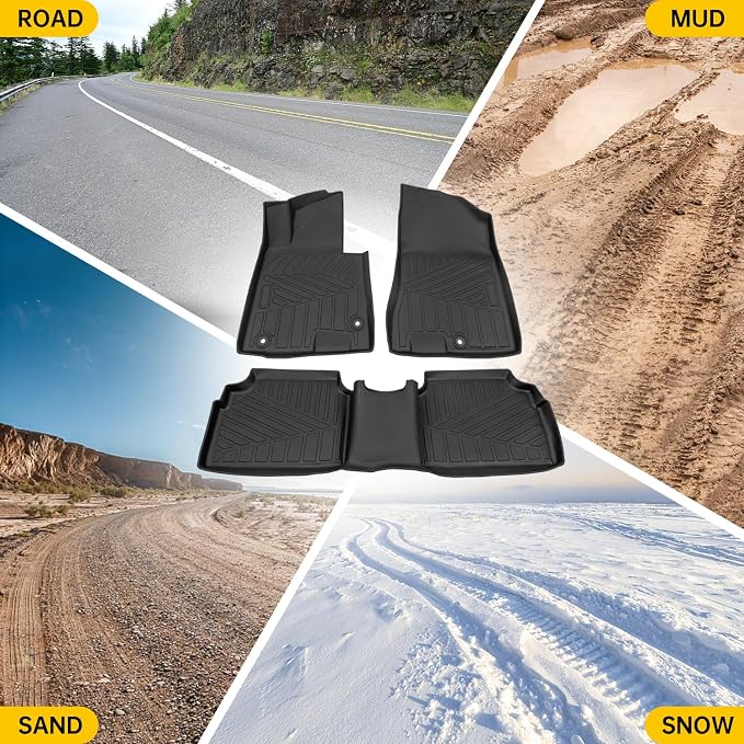 Floor Mats for 2021-2026 Kia K5(Only Fit FWD) / 2020-2026 Hyundai Sonata (Only Fit FWD & Gas) All Weather TPE Protector 1st & 2nd Row Floor Liners Car Accessories