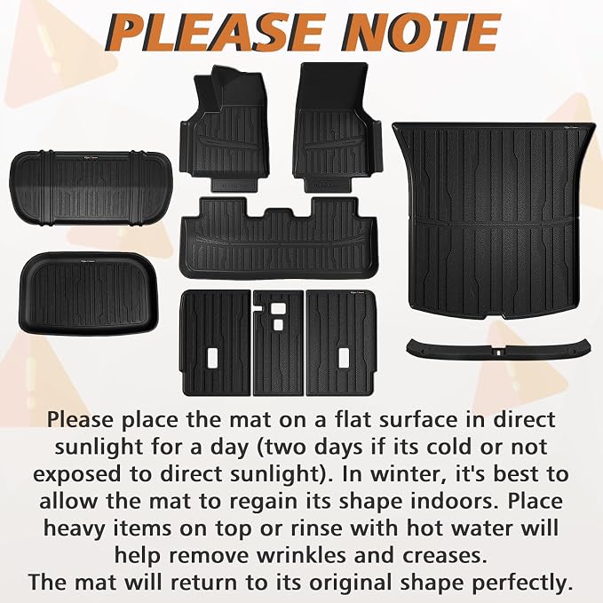 TripleAliners 10PCS Floor Mats Fit for 2026 2025 Tesla Model Y Juniper Set Full Protection All Weather TPE Anti-Slip Floor& Frunk& Trunk& Rear Lower& Backrest Mat& Bumper Guard (Not Fit Standard)
