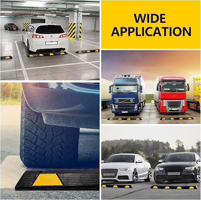 PeakPursuit 1 Pack 72" Rubber Parking Curb, Curb Parking Stoppers, 6 ft Wheel Stopper with Reflective Stripes for Cars and Trucks Durable Parking Lot Bumper