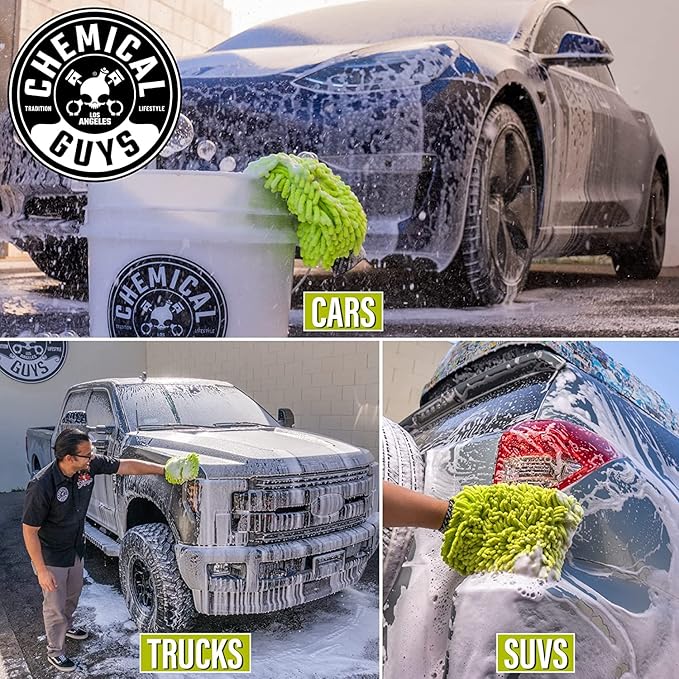 Chemical Guys CWS_101_64M Car Wash Starter Bundle - Maxi-Suds II Foaming Car Wash Soap, 64 oz (Half Gallon), Cherry Scent + Green Chenille Wash Mitt (2 Items) Works on Cars, Trucks, SUVs, RVs & More