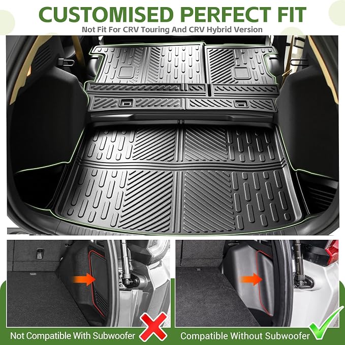 Cargo Liners for 2017-2022 Honda CRV CR-V Fuel Model, Trunk Mat with Seat Back Cover Accessories All Weather Rear Cargo Mat Backrest Protector(17-22 Fuel Model, Not for Trunk with Subwoofer)