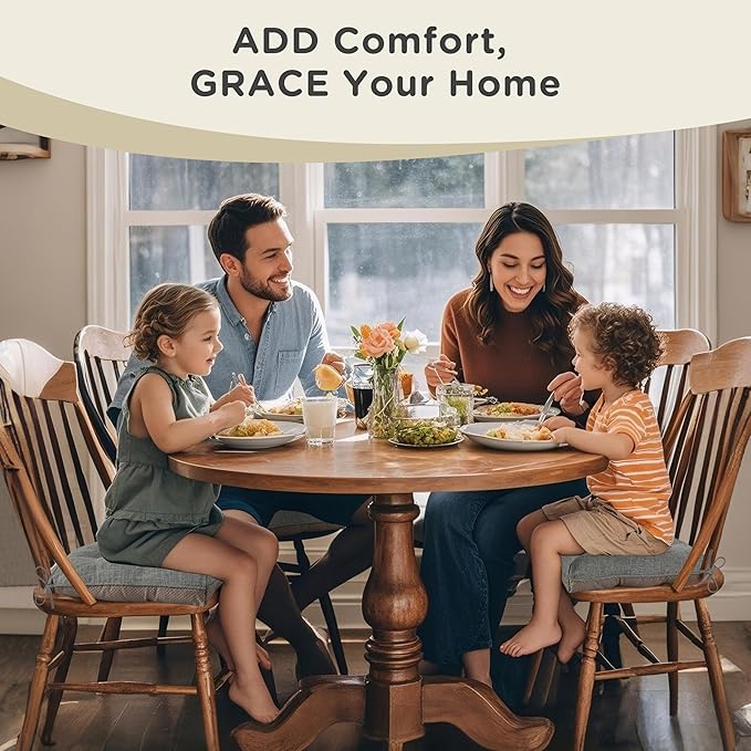 AddGrace Chair Cushions for Dining Chairs Set of 4 Kitchen Seat Cushions with Ties and Non Slip Backing Tufted Indoor Seat Pad for Kitchen Dining Room 18" x 17" x 3" Light Grey
