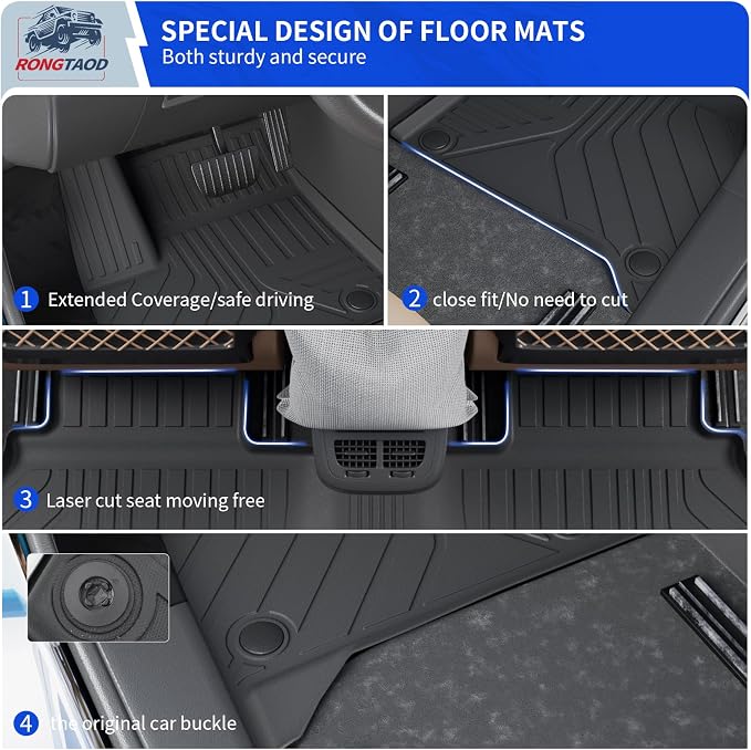 Rongtaod Floor Mats Compatible with 2024 2025 2026 Chevrolet Traverse 8 Seats (NOT for Limited) Sub Trunk Mat Lower Cargo Mat Cargo Liner Back Seat Cover Chevy Traverse Accessories (Set of 10)