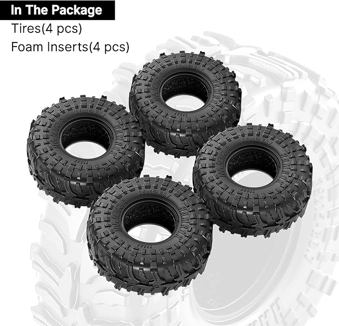INJORA 39 * 15mm 0.7" HAMROK Tires for 1/30 Axial SCX30 (T7027)
