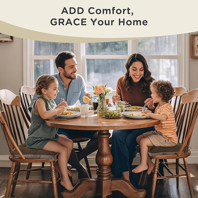 AddGrace Chair Cushions for Dining Chairs Set of 4 Kitchen Seat Cushions with Ties and Non Slip Backing Tufted Indoor Seat Pad for Kitchen Dining Room 18" x 17" x 3" Coffee