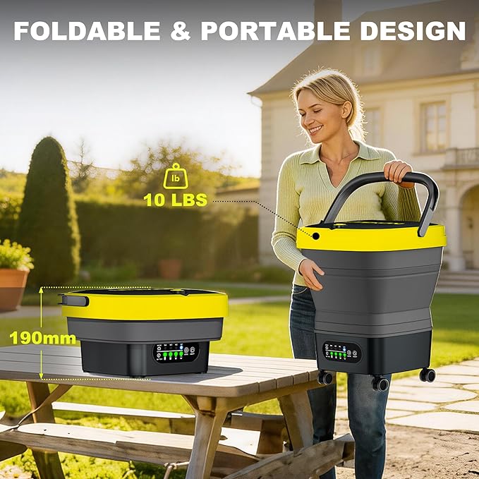 Litekon Portable Cordless Washer, 2x5.0Ah Battery, 4 Adjustable Model with 4.5Gal Tank 10FT Hose, 6-in-1 Nozzle for Car Washer,Patio,Camping